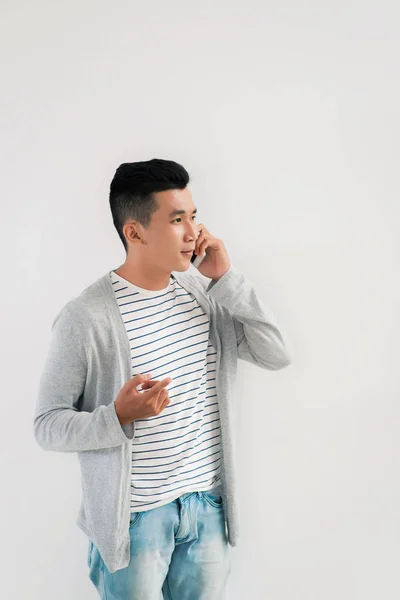 Portrait Young Smiling Man Calling Phone — Stock Photo, Image