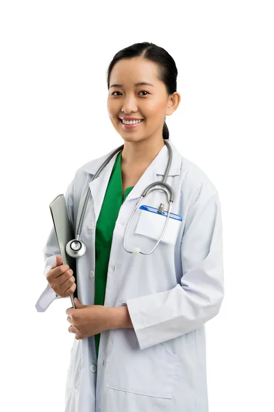 Portrait Smiling Young Female General Practitioner — Stock Photo, Image