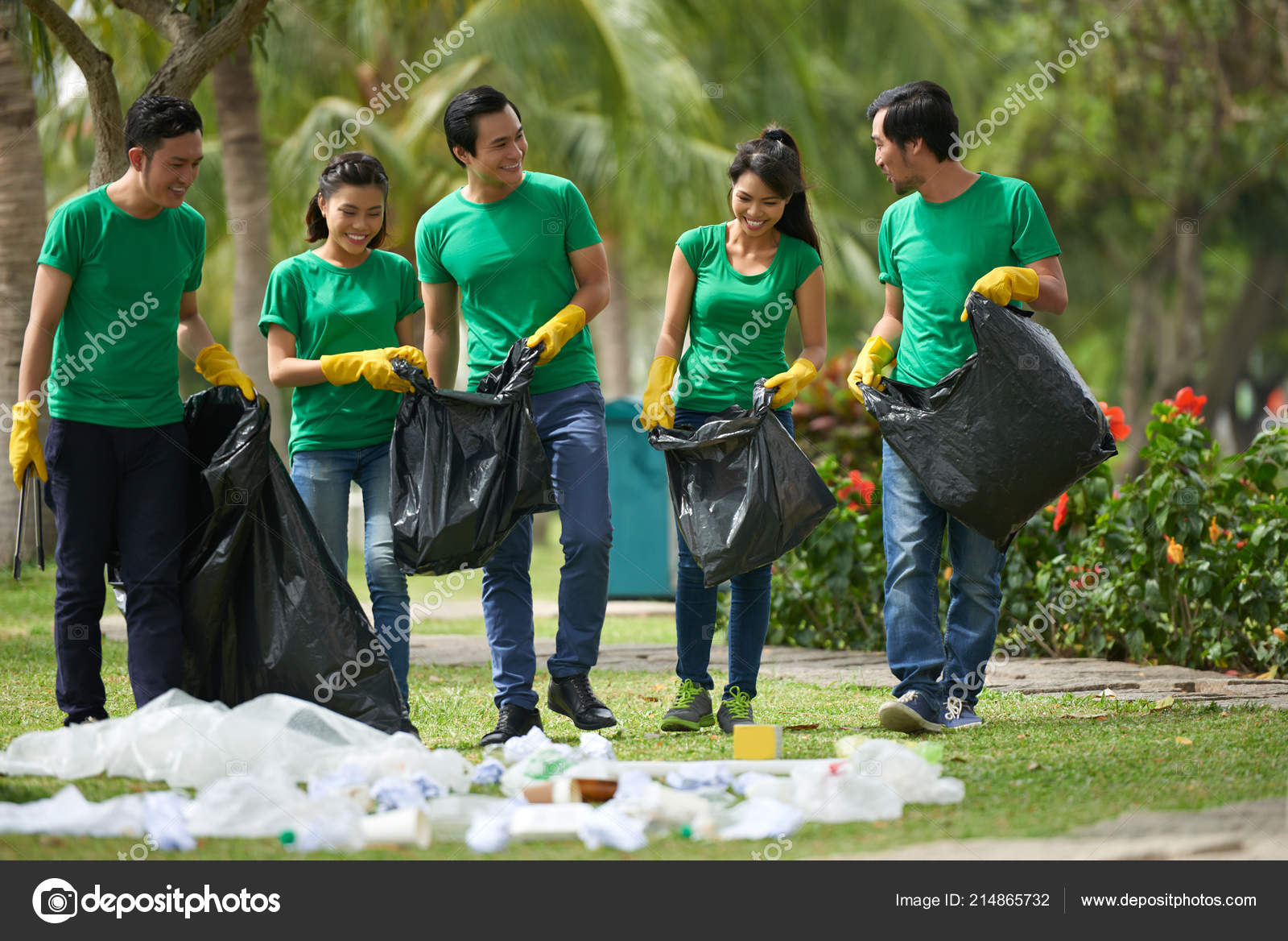 People Picking Up Litter