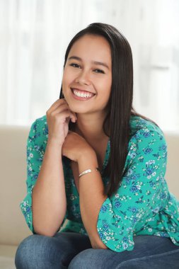 Portrait of lively young mixed-race woman with beautiful smile clipart