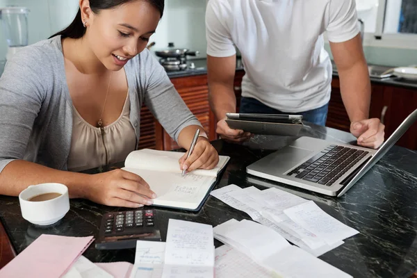 Boyfriend Girlfriend Planning Major Purchases — Stock Photo, Image