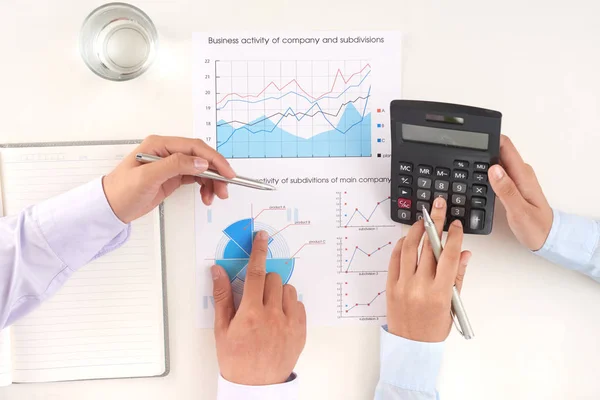 Entrepreneurs Discussing Business Activity Calculating Income View — Stock Photo, Image