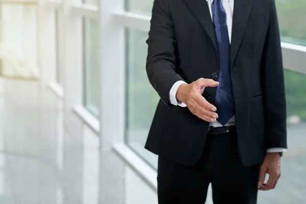 Cropped Image Businessman Stretching Out Hand Handshake — Stock Photo, Image