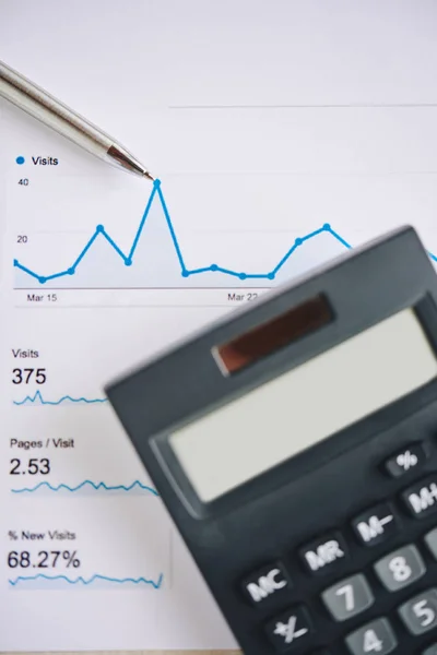 Chart Financial Analytics Calculator Pen — Stock Photo, Image