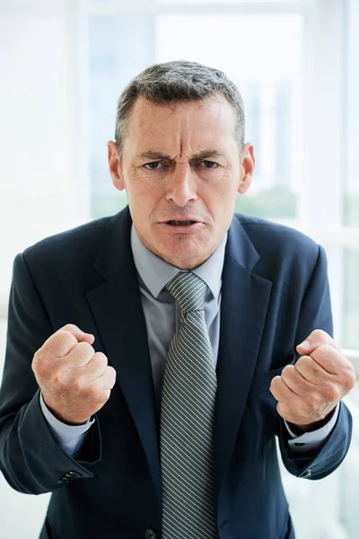 Angry Caucasian Businessman Suit — Stock Photo, Image