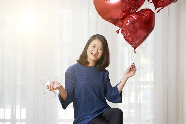 Portret Van Jonge Aziatische Vrouw Die Zich Voorbereidt Dag Van — Stockfoto