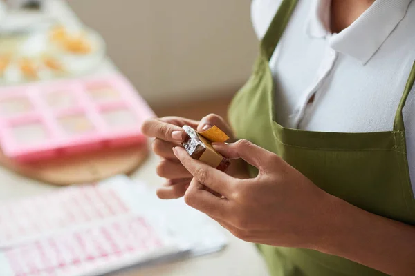 Cropped Image Female Hands Holding Homemade Soap — Stock Photo, Image