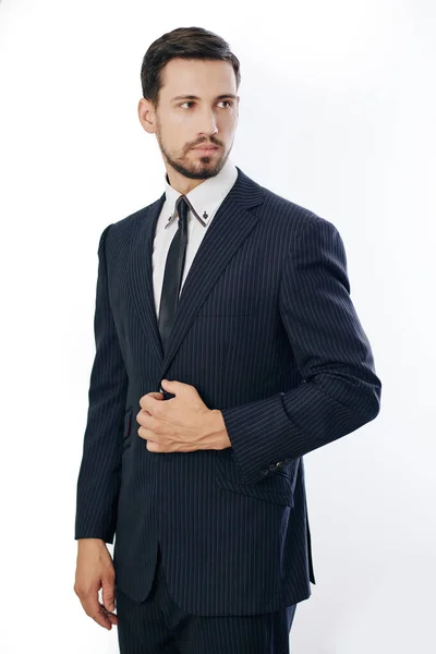 Confident Serious Businessman Suit Looking Away Isolated White — Stock Photo, Image