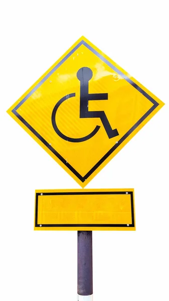 Parcheggio Riservato Disabili Solo Segno Con Spazio Copia Sotto Isolato — Foto Stock