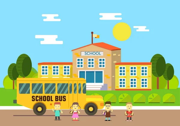 Bus Sekolah Sekolah Ilustrasi Konsep Pendidikan Dan Sains Kembali Sekolah Stok Vektor Bebas Royalti