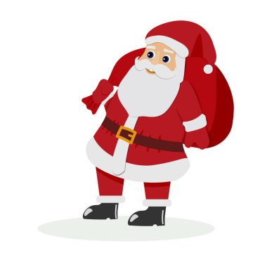 Beyaz arka planda Noel Baba. Geçmiş yılbaşı kartı için vektör illüstrasyonu.