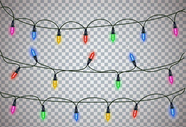 Julljus Isolerade Realistisk Designelement Glödande Lampor För Jul Julkort Banners — Stock vektor