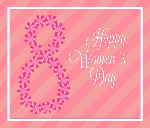8 mars Womens Day böjda rosa hälsning band — Stock vektor