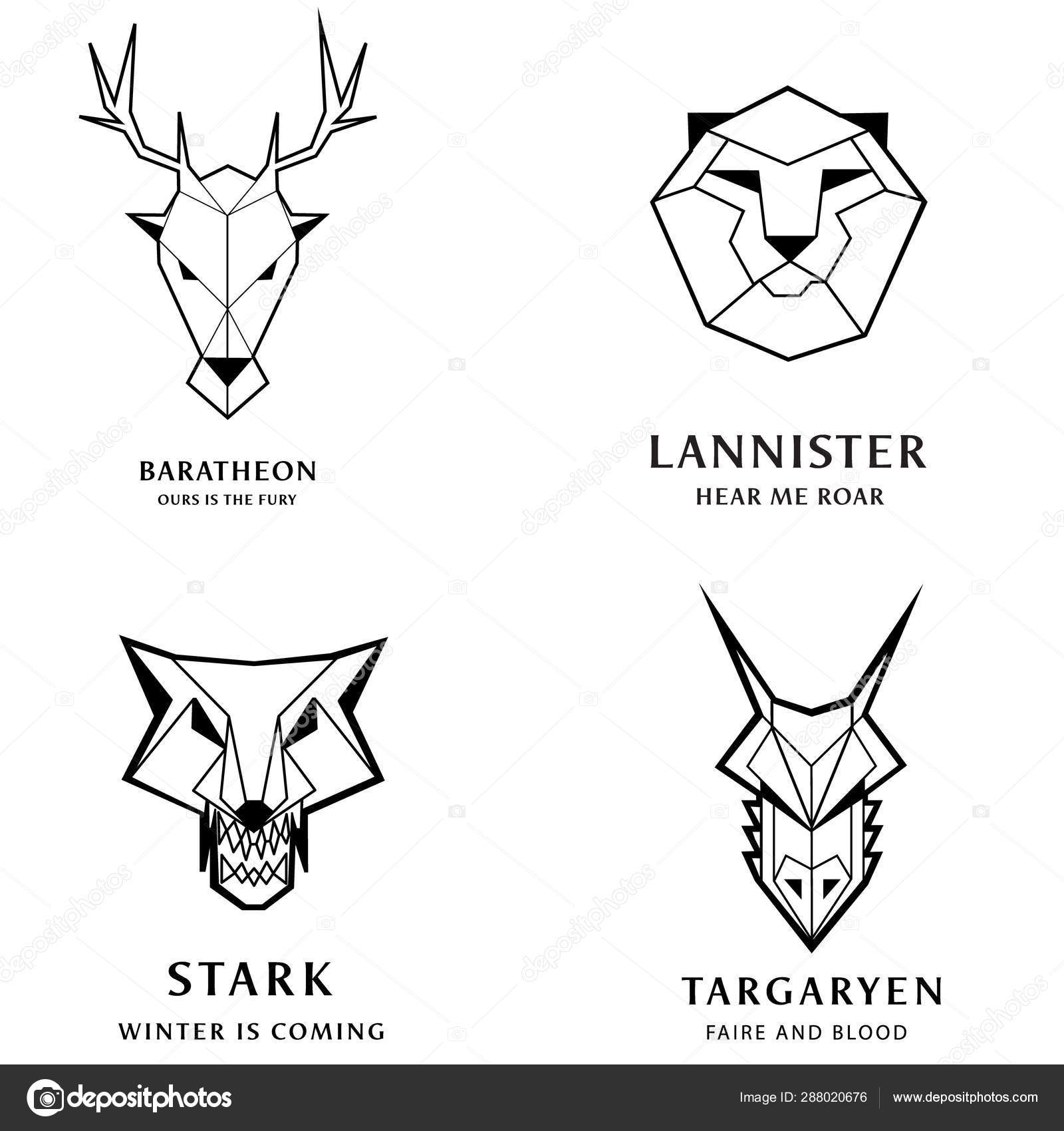 Great kingdoms houses gaming heraldic vector icons with line animals and  throne symbols. Animal tattoo for medieval heraldry illustration Stock  Vector Image by ©Sergey_ch #288020676