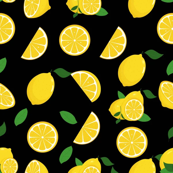 Patrón Cítricos Sin Costura Ilustración Vectorial Dibujada Mano Con Limones — Vector de stock
