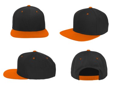 Boş beyzbol ek geri iki rengi siyah/turuncu beyaz arka plan üzerinde kap