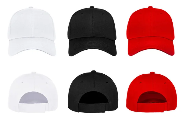 Blank Baseball Cap Color Front Back View White Background — Stock Photo, Image