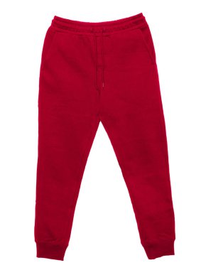 Boş eğitim jogger pantolon beyaz zemin üzerine kırmızı renk önden görünüm