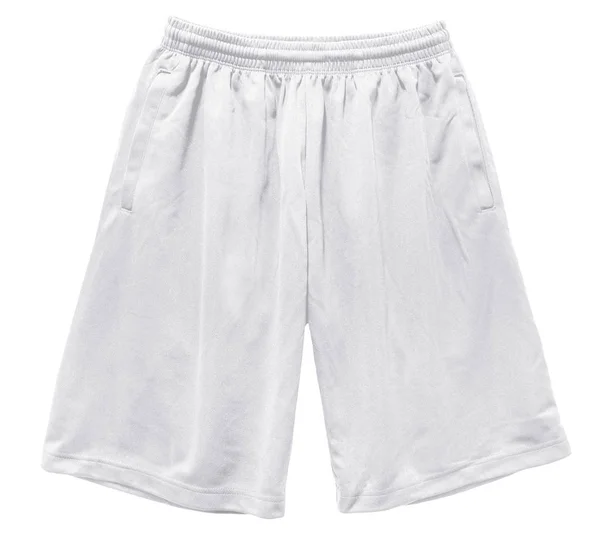 Pantalon Sport Blanc Court Couleur Blanc Vue Face Sur Fond — Photo