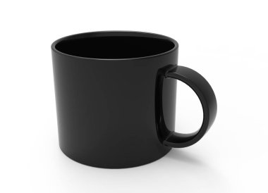 Beyaz zemin üzerine boş siyah seramik kupa bardak