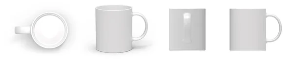 白い背景の空の白いセラミックのマグカップ カップ ビュー — ストック写真
