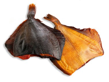 Avrupalı pisi balığı. Kafasız. Tüttürdüm. İzole edilmiş. Beyaz arkaplan.