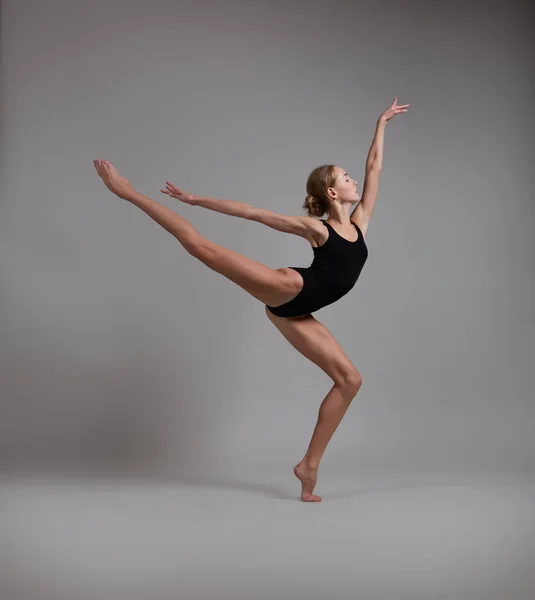 Bailarina Preto Leotard Dança — Fotografia de Stock