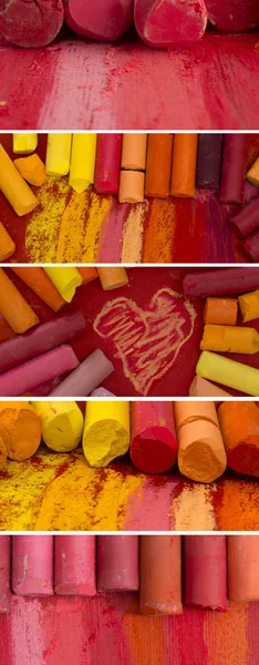 Banners Collection Red Artistic Crayons — Stock Photo, Image