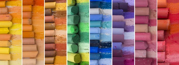 Big Collection Colorful Banners Made Artistic Crayons — Stock Photo, Image