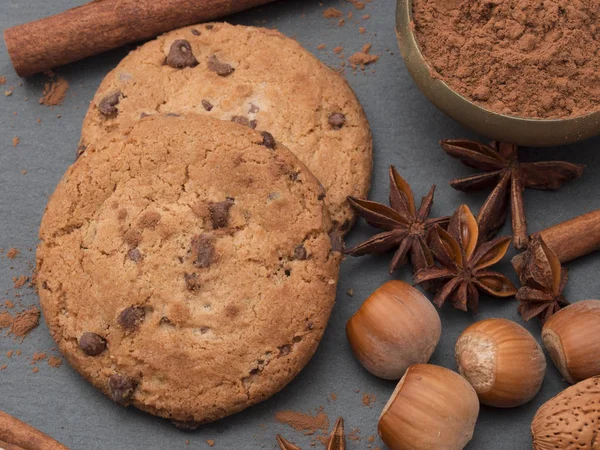 Biscotti Fatti Casa Con Noci Cioccolato — Foto Stock