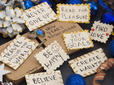 Tatil dekorasyonu ile yeni yıl çözünürlük kavramı