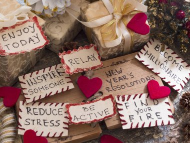 Tatil dekorasyonu ile yeni yıl çözünürlük kavramı