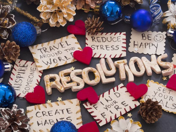 New Year Resolutie Concept Met Vakantie Decoratie — Stockfoto