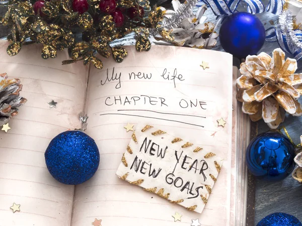 New Year\'s Resolution concept, on the table with decoration