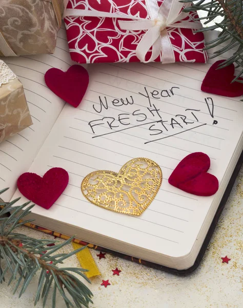 Resoluções Ano Novo Com Decoração Férias — Fotografia de Stock