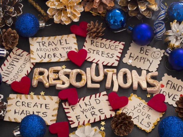 Resoluciones Año Nuevo Con Decoración Navideña Imágenes de stock libres de derechos