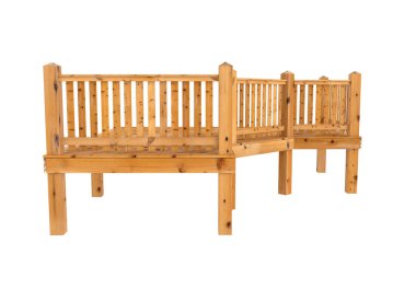 3D render. Ladin Ahşap Teras, sundurma veya balkon Illustration. Beyaz arka plan üzerinde izole