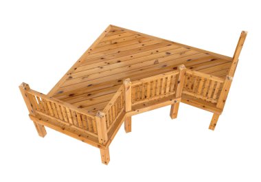 3D render. Ladin Ahşap Teras, sundurma veya balkon Illustration. Beyaz arka plan üzerinde izole