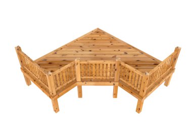 3D render. Ladin Ahşap Teras, sundurma veya balkon Illustration. Beyaz arka plan üzerinde izole