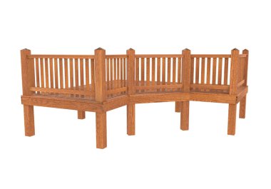 3D render. Kırmızı Ahşap Teras, sundurma veya balkon Illustration. Beyaz arka plan üzerinde izole