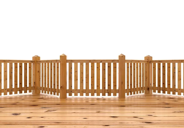 3D render. Ladin Ahşap Teras, sundurma veya balkon Illustration. Beyaz kağıt üzerinde izole