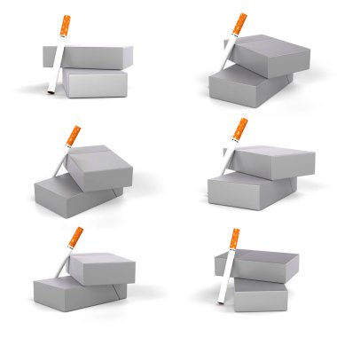 3D render. Ahşap Kasalar veya muz dolu kutular ahşap masaya koyun. Ve muz yaprak yanına. Beyaz izole.