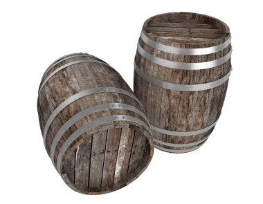 3D render. Ahşap Kasalar veya muz dolu kutular ahşap masaya koyun. Ve muz yaprak yanına. Beyaz izole.