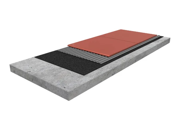 3D render. Kesit, parke döşeme. Beyaz arka plan üzerinde izole.