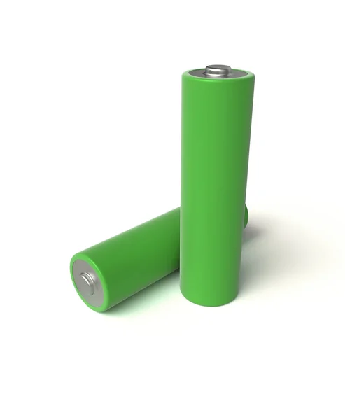 Realistische Render Van Groene Alkaline Batterij Een Witte Achtergrond Geïsoleerd — Stockfoto