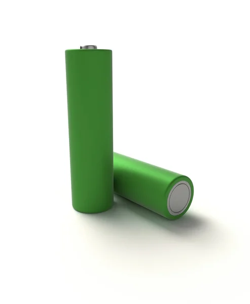 Realistische Darstellung Einer Grünen Alkaline Batterie Auf Weißem Hintergrund Isoliert — Stockfoto