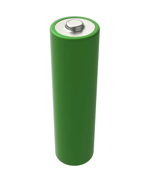 Realistische Render Van Groene Alkaline Batterij Een Witte Achtergrond Geïsoleerd — Stockfoto