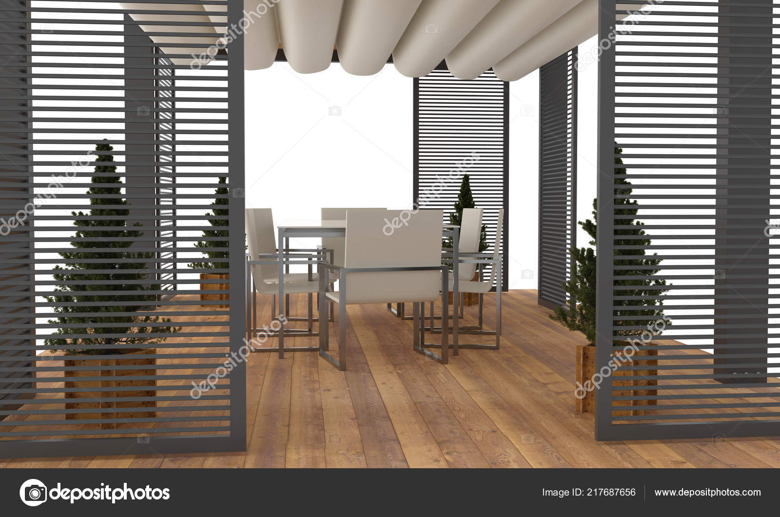 Render Von Modernem Luxus Garten Pergola Mit Pflanzen Und