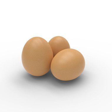 Merhaba çözünürlük 3d render üç yumurta beyaz izole