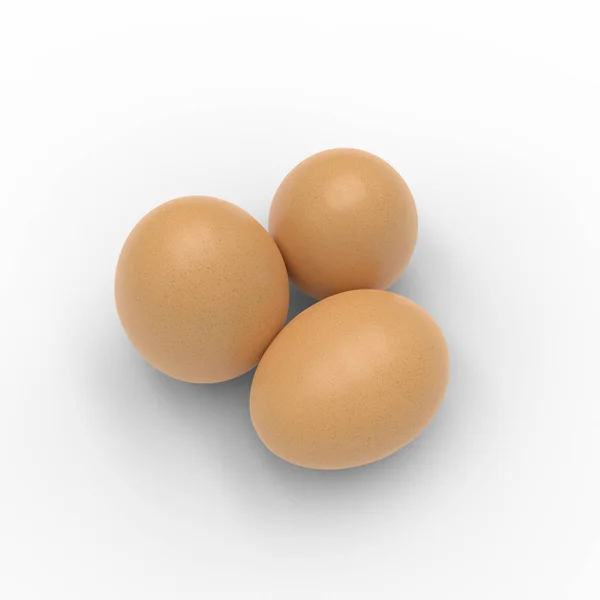 Resolução Renderização Três Ovos Isolados Branco — Fotografia de Stock